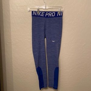 NIKE PRO LEGGINGS-BLUE-SIZE M